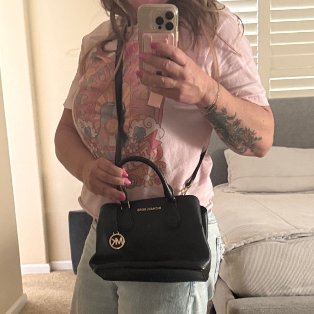 Michael Kors Black and Gold Mini Satchel